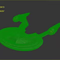 Futuristic 3D Starship Model With Disc Shaped Structure And Glowing Engines
