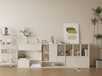 Modern Bookshelf Decorative Cabinet Bookshelf Shelf Low Cabinet Bucket Bookcase 3d model