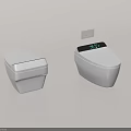 Modern Smart Toilet with White Design Digital Display and Temperature Control Panel 3d model
