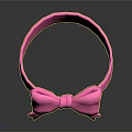 Adorable Cat Wearing Pink Bow Hairband On Black Background Surface
