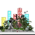Colorful Photo Spot With Patterned Pillars Green Plants And Decorative Balls