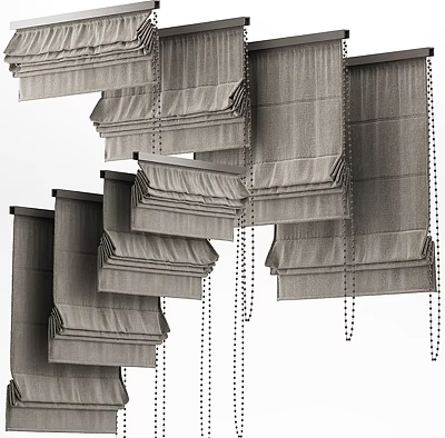 Modern Roman Curtains With Linen Fabric And Pleated Design For Window Interior Decor 3d model