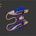 Futuristic Blue And White Weapon Design With Luminous Colored Components And Curved Structure