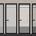 Modern Hinged Doors With Black Frames And Various Glass Textures For Interior 3d model