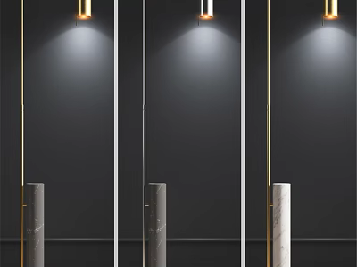 Modern Floor Lamp With Gold Metal Stand And Marble Base For Home Decor 3d model
