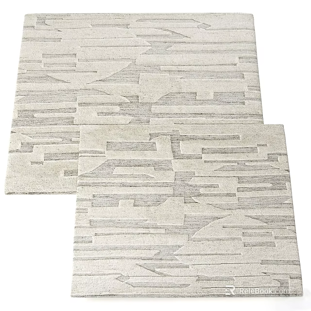 Light Toned Square Rugs With Geometric Patterns 3d model