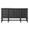 Modern Black And Wooden TV Stand With Storage Cabinets And Simple Design