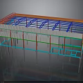 Building Structure Frame 3D Model With Colorful Steel Beams And Support Columns