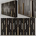 Elegant Modern Wardrobe Interior Design With Black Finish And Gold Geometric Lines