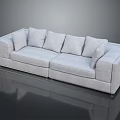 Modern Gray Fabric Double Sofa With Comfortable Cushions And Metal Legs
