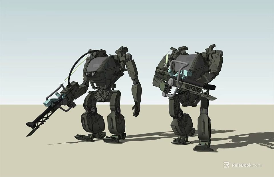 Dual Intelligent Combat Machines With Mechanical Structures And Advanced Weapon Systems 3d model 