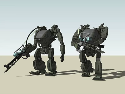 Dual Intelligent Combat Machines With Mechanical Structures And Advanced Weapon Systems 3d model