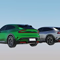 Modern Electric SUV Cars in Silver and Green with Sleek Exterior Design