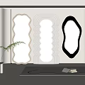 Modern Decorative Mirrors With Various Unique Shapes In Contemporary Interior Space 3d model