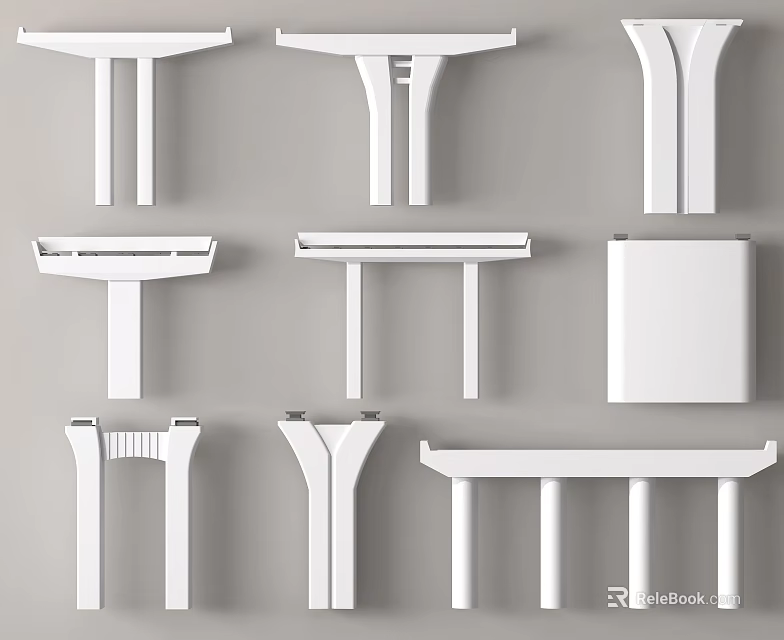 White Bridge Structural Design With Various Support Elements And Different Models 3d model