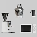 Essential Kitchen Appliances With Grinder Stainless Steel Food Processor Kettle And Microwave