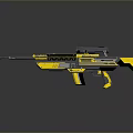 Yellow And Black Modern Sniper Rifle With Scope And Futuristic Design Features