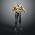 Stylish Metallic Gold Puffer Jacket With Scarf Black Leggings And Boots Outfit