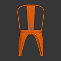Modern Orange Metal Leisure Chair With Curved Backrest And Hollow Seat