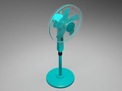 Modern Turquoise Stand Fan with Stable Base Adjustable Stand and Protective Grill for Home Cooling 3d model