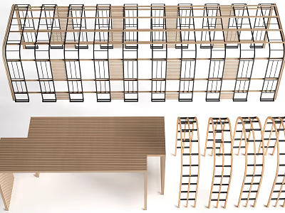 Modern Pergola Design With Wooden Frame And Geometric Architectural Details 3d model