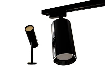 Black Downlights and Spotlights Track Mounted Standalone Modern Home Lighting Design 3d model