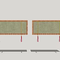 Decorative Partition Design With Wooden Frame Transparent Panel And Hanging Tassels