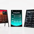 Three Outdoor Standing Commercial Advertising Signboards With Different Information Display Designs