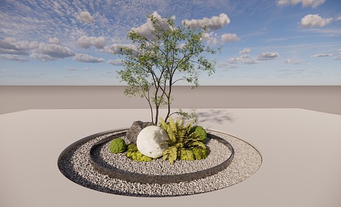 Landscape green plant combination sketch potted plant 3d model