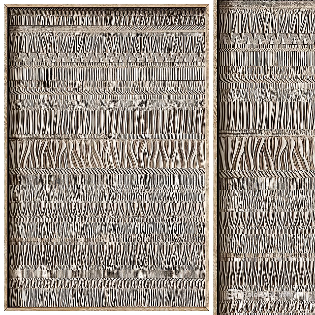 Modern Square Rug With Geometric Patterns Textured Lines Abstract Motifs And Zigzag Designs 3d model 