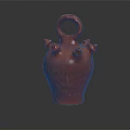Red Terracotta Vase With Loop Handle And Small Protrusions On Black Background 3d model