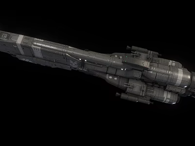 Sci Fi Interstellar Spaceship 3D Model With Detailed Mechanical Structure And Cosmic Exploration Design 3d model