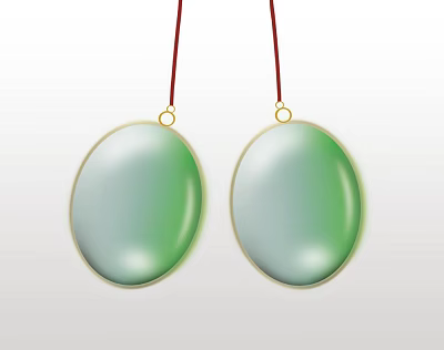 Elegant Green Oval Gemstone Jewelry Pendants with Gold Frame and Red Cord 3d model Elegant Green Oval Gemstone Jewelry Pendants with Gold Frame and Red Cord 3d model