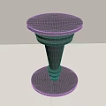 Modern Black Side Table with Round Top Conical Base and Circular Ring Details