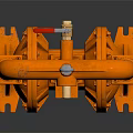Orange Air Operated Double Diaphragm Pump With Piping And Metal Frame