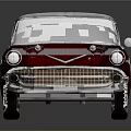 Shiny Red Classic Vintage Car With White Roof And Chrome Accents