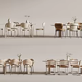 Modern Dining Table Combination With Elegant Chairs And Decorative Vase Designs 3d model