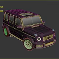 Black Off Road SUV With Square Body Roof Design Silver Wheels And Round Headlights