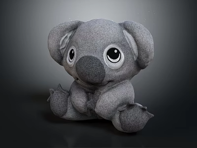 Cute Soft Grey Koala Plush Toy Stuffed Animal For Kids Home Decor 3d model
