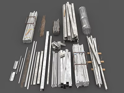 Steel I-steel steel pipe Reinforced steel pipe Site steel 3d model