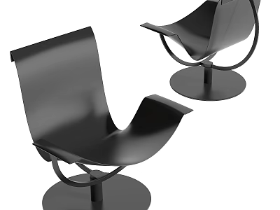 Modern Black Single Chair With Sleek Curved Backrest And Circular Base Design 3d model