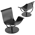 Modern Black Single Chair With Sleek Curved Backrest And Circular Base Design