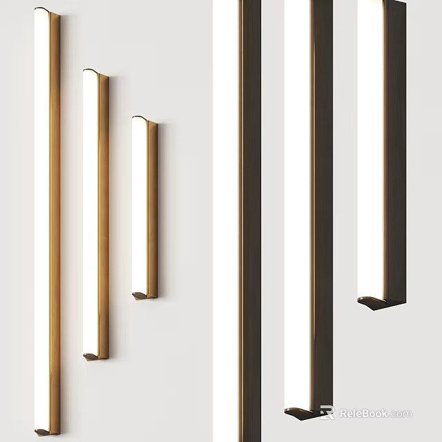Modern Brass Wall Sconces With Slim Linear Design For Elegant Interior Decor 3d model 