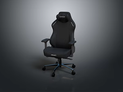 Black Gaming Armchair With Adjustable Backrest Armrests And Wheeled Base Modern Style 3d model