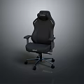 Black Gaming Armchair With Adjustable Backrest Armrests And Wheeled Base Modern Style