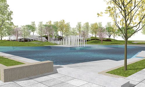 Modern Park Landscape 3d model