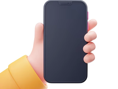 Sleek Black Smartphone Held In Hand With Yellow Sleeve And Dark Screen 3d model