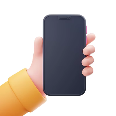 Sleek Black Smartphone Held In Hand With Yellow Sleeve And Dark Screen 3d model