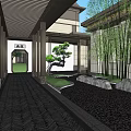 Traditional Chinese Garden Landscape With Pond Lotus Leaves And Pavilion Reflections