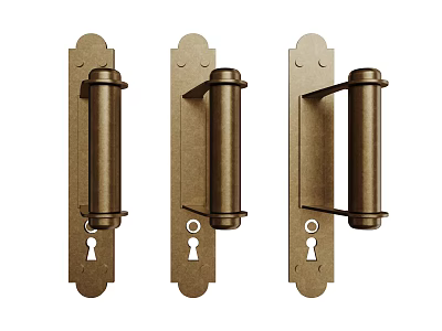 Hardware Tools Three Brass Door Handles with Keyholes and Classic Designs for Home Door Installation 3d model